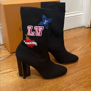 Louis Vuitton Sock Heeled Boots with Monogram heel